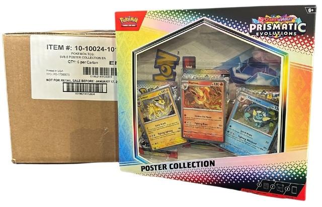 Pokémon Scarlet & Violet Prismatic Evolutions Poster Collection 6 Box Case